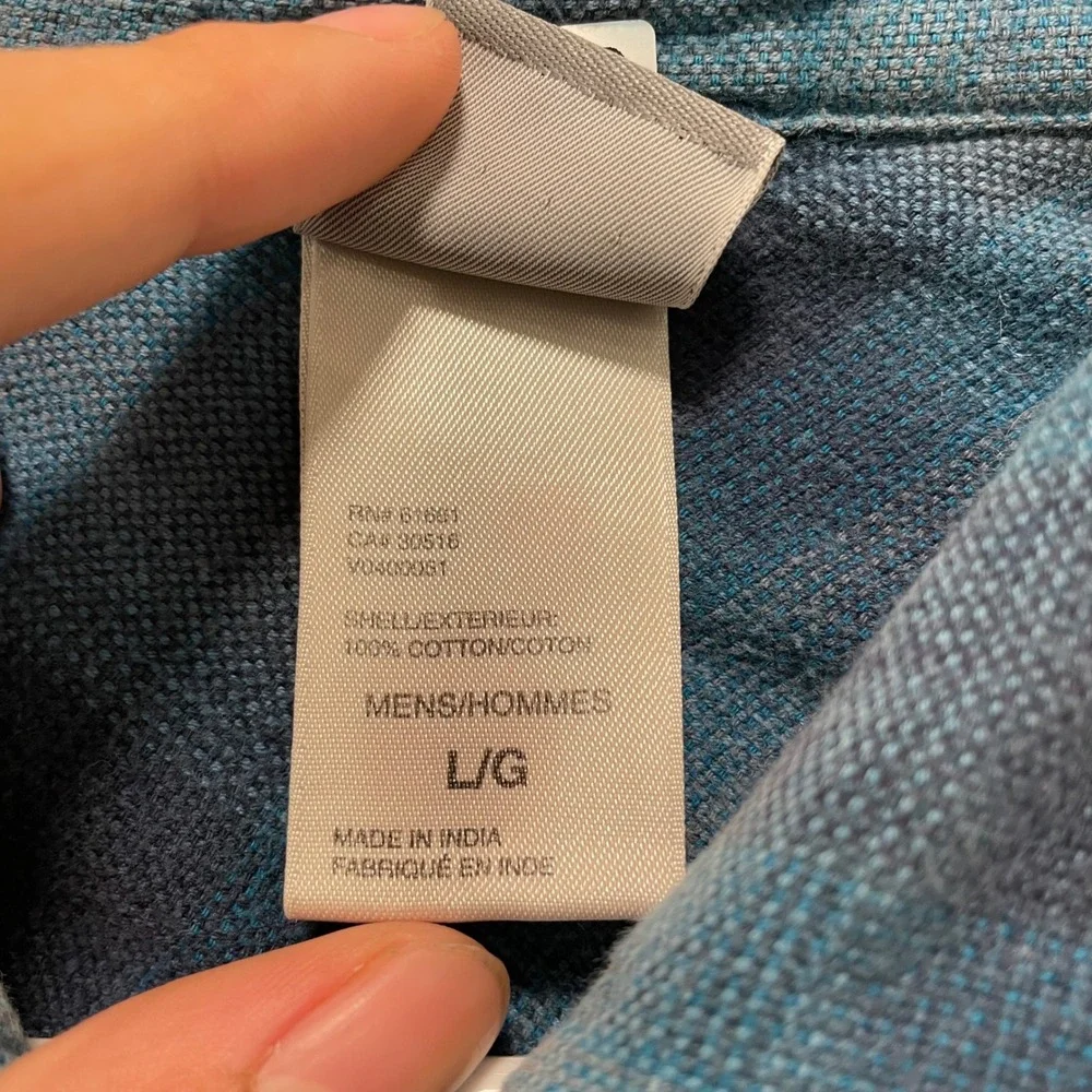 The North Face A5 Series Mens Large Blue Plaid Cotton Flannel Button Down Shirt